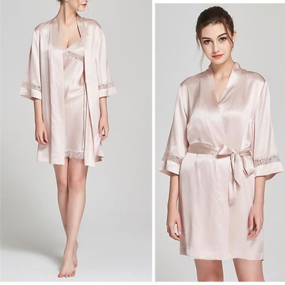 Mansphil Pink Silk Robe - Picture 1 of 11